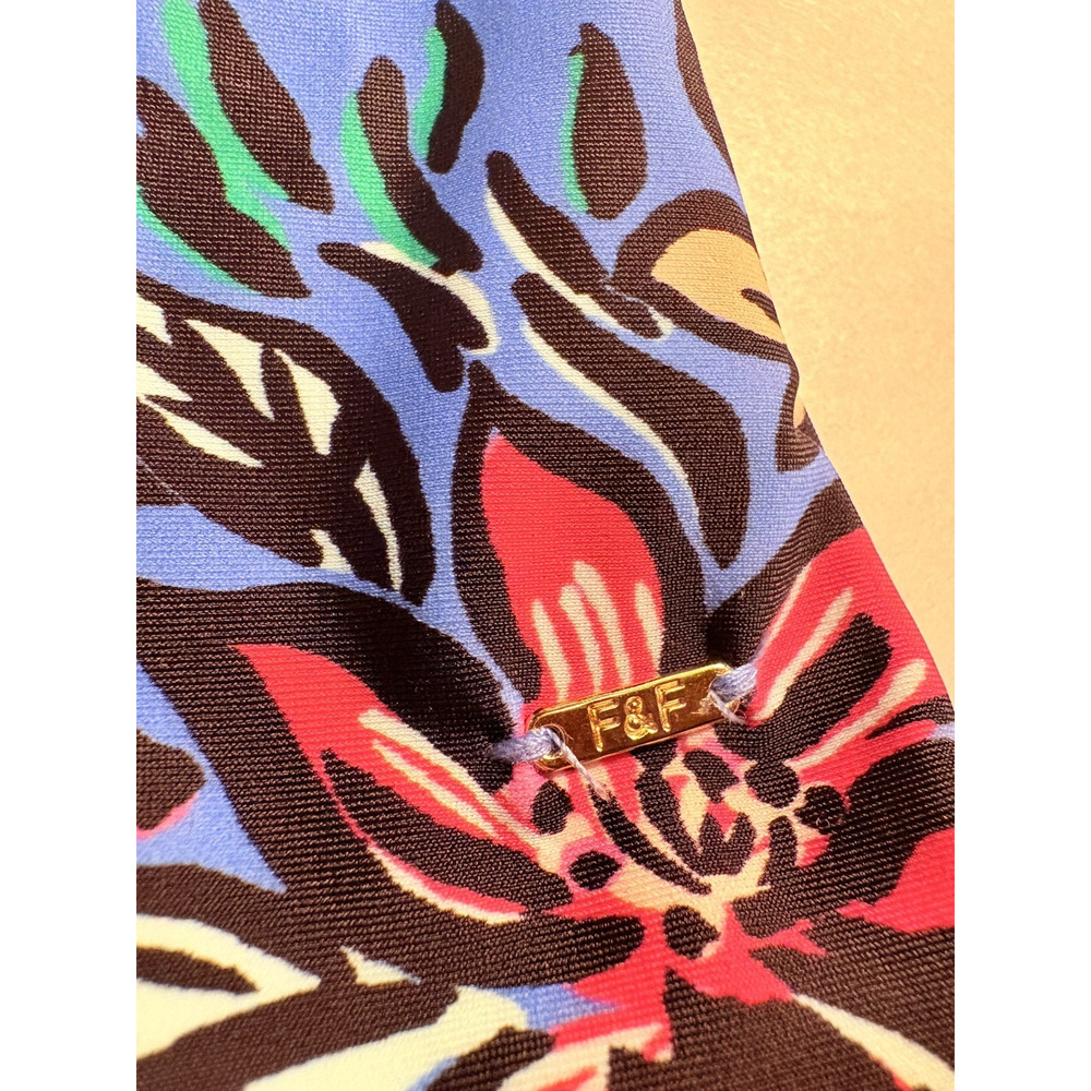 F&F One Piece Swimsuit Colorful Floral Animal Print Gold Stud Bathing Suit US 6 - Picture 9 of 14
